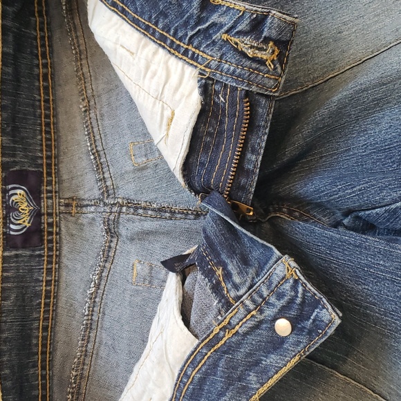 Angels Denim Jeans with Brown Embroidery Size 7 - Picture 10 of 12